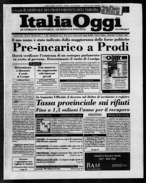 Italia oggi : quotidiano di economia finanza e politica